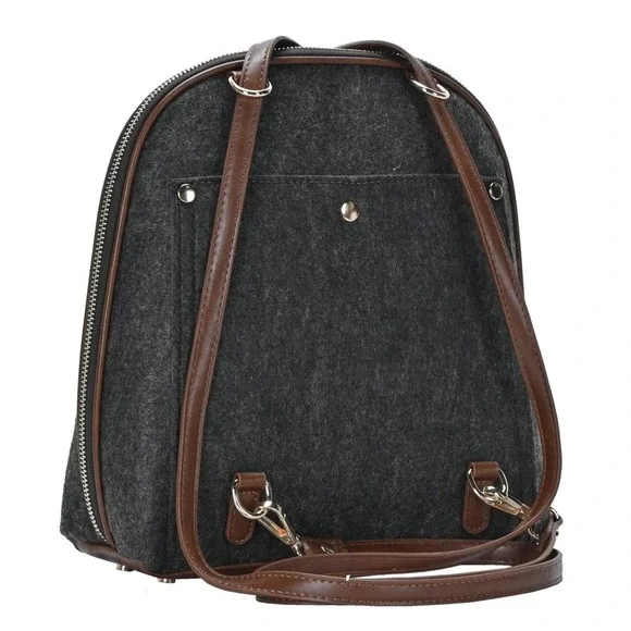 NWT MIZTIQUE The Daisy Felt Convertible Shoulder Bag Backpack Black Brown Vegan - Picture 2 of 16